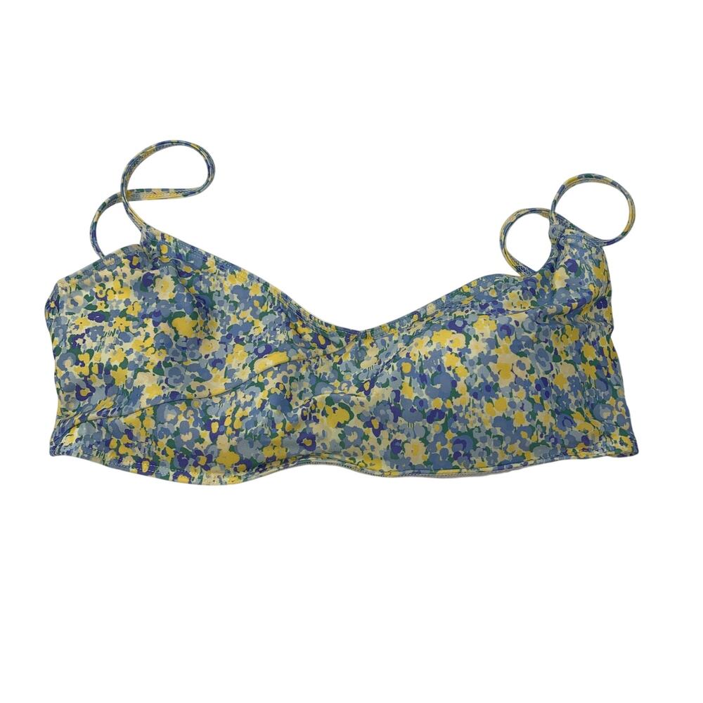 Summersalt Bandeau Bikini Top Womens Size 6 Yellow Blue Green Floral Print